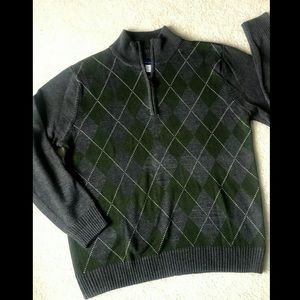 Simply Styled Gray Argyle Sweater 1/4 Zip Sz Large